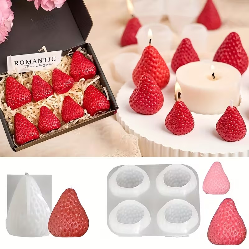 Soap Making Gloves - Strawberry Silicone Candle Mold for DIY