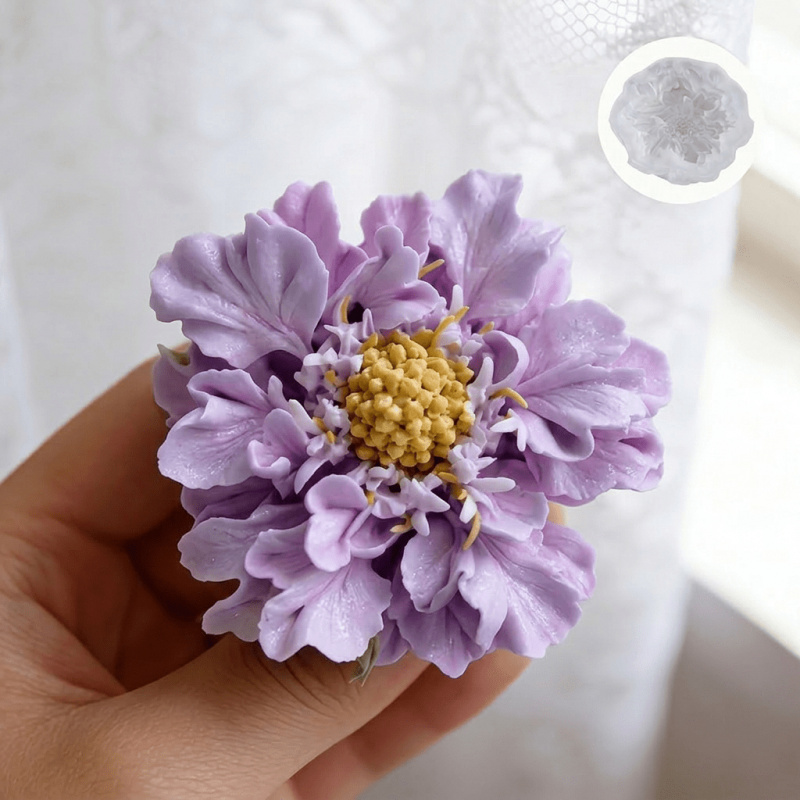 Soap Making Gloves - 1 Dreamy Blue Potted Flower Silicone